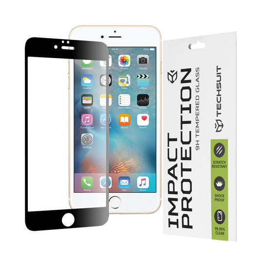 Προστατευτική μεμβράνη οθόνης Techsuit για Apple iPhone 6s Plus / 6 Plus, Ασφαλισμένο γυαλί, Full Glue, 111D, Μαύρο