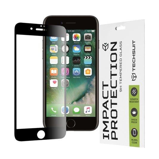 Προστατευτική μεμβράνη οθόνης Techsuit για Apple iPhone 8 Plus / 7 Plus, Ασφαλισμένο γυαλί, Full Glue, 111D, Μαύρο
