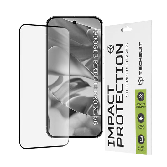 Προστατευτική μεμβράνη οθόνης Techsuit για Google Pixel 10 Pro XL, Ασφαλισμένο γυαλί, Full Glue, 111D, Μαύρο