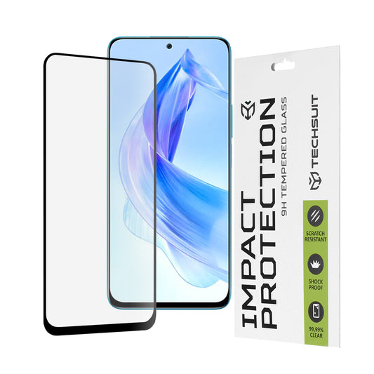 Προστατευτική μεμβράνη οθόνης Techsuit για Honor 90 Lite, ασφαλισμένο γυαλί, πλήρης κόλλα, 111D, μαύρο