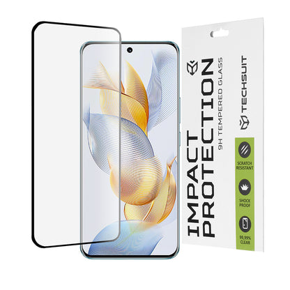 Techsuit Screen Protector Film for Honor 90, Tempered Glass, Full Glue, 111D, Black