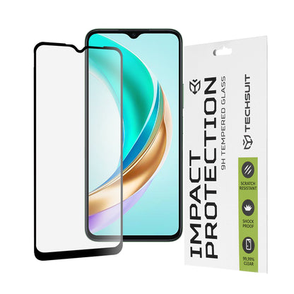 Προστατευτική μεμβράνη οθόνης Techsuit για Honor X6b, ασφαλισμένο γυαλί, πλήρης κόλλα, 111D, μαύρο