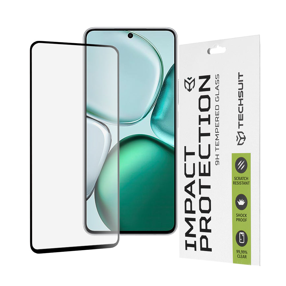 Προστατευτική μεμβράνη οθόνης Techsuit για Honor X9c Smart, ασφαλισμένο γυαλί, πλήρης κόλλα, 111D, μαύρο