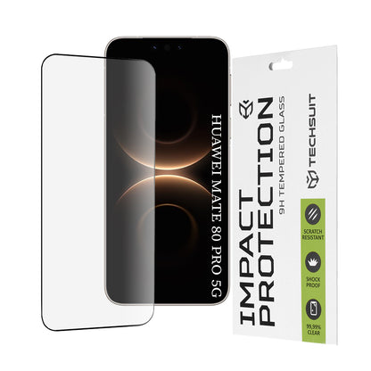 Προστατευτική Μεμβράνη Οθόνης Techsuit για Huawei Mate 80 Pro, Ενισχυμένο Γυαλί, Full Glue, 111D, Μαύρη