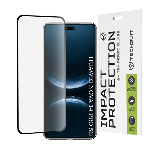Προστατευτική Μεμβράνη Οθόνης Techsuit για Huawei nova 14 Pro, Ενισχυμένο Γυαλί, Full Glue, 111D, Μαύρη