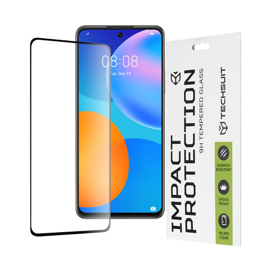 Προστατευτική μεμβράνη οθόνης Techsuit για Huawei P smart 2021, Ασφαλισμένο γυαλί, Full Glue, 111D, Μαύρο
