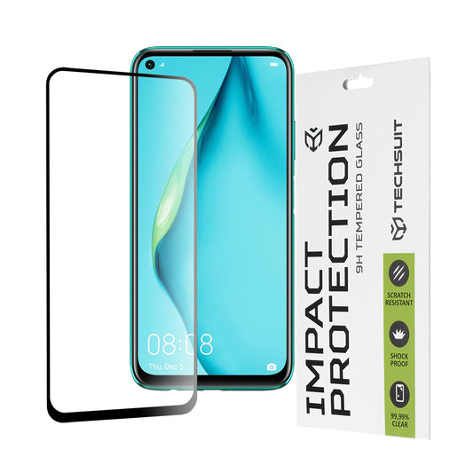 Προστατευτική μεμβράνη οθόνης Techsuit για Huawei P40 lite 4G / P20 lite (2019), Ασφαλισμένο γυαλί, Full Glue, 111D, Μαύρο