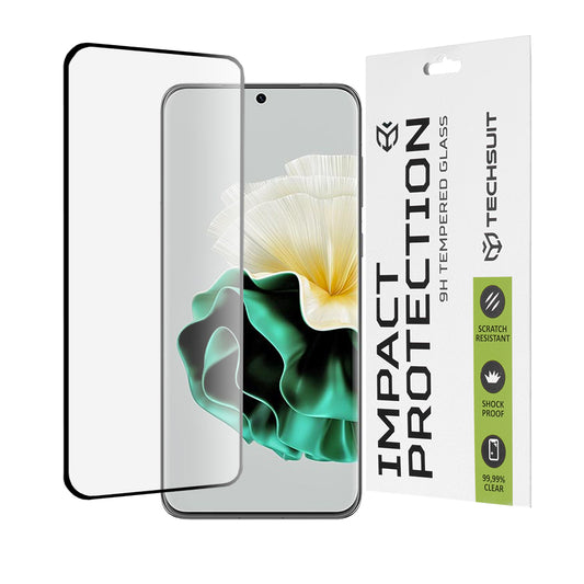 Προστατευτική μεμβράνη οθόνης Techsuit για Huawei P60, Ασφαλισμένο γυαλί, Full Glue, 111D, Μαύρο