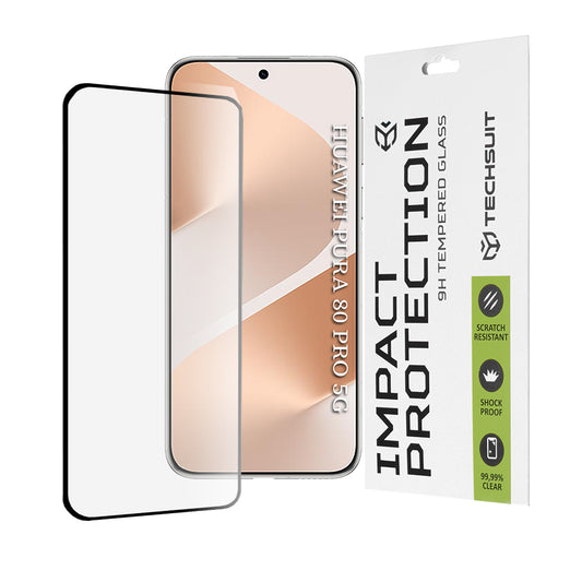 Προστατευτική μεμβράνη οθόνης Techsuit για Huawei Pura 80 Pro, Ασφαλισμένο γυαλί, Full Glue, 111D, Μαύρο