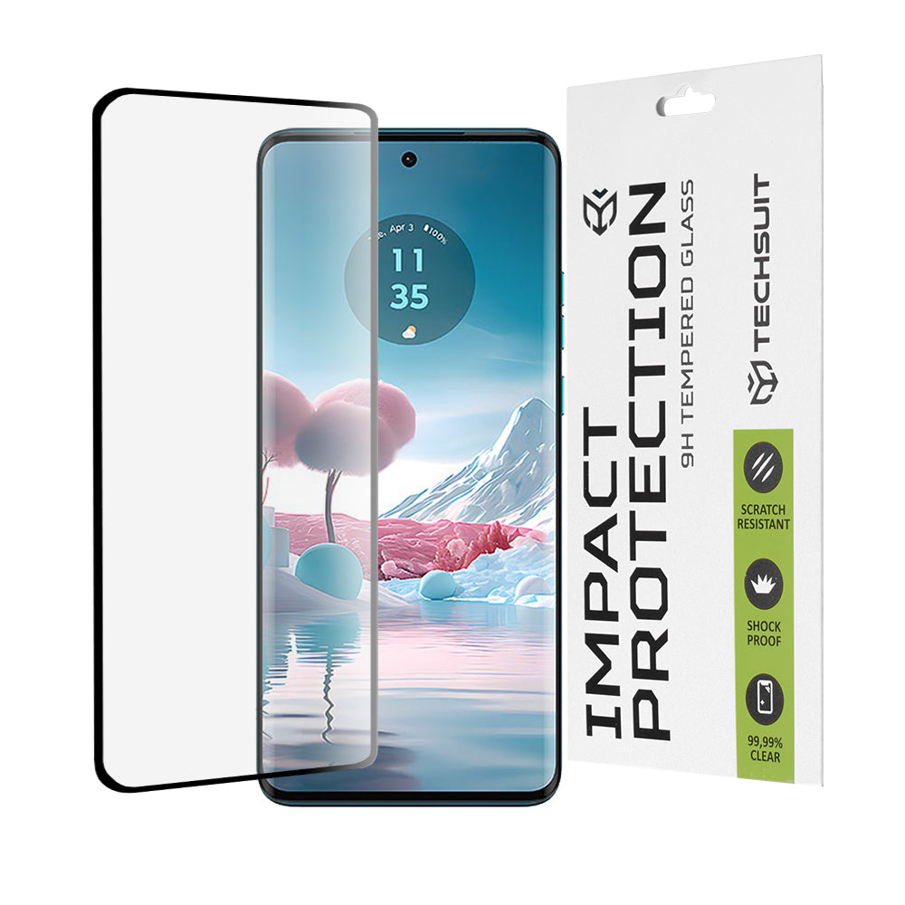 Προστατευτική μεμβράνη οθόνης Techsuit για Motorola Edge 40 Neo, Ασφαλισμένο γυαλί, Full Glue, 111D, Μαύρο