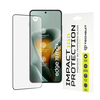 Techsuit Screen Protector Film for Motorola Edge 70 Max, Tempered Glass, Full Glue, 111D, Black