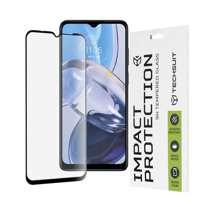Προστατευτική μεμβράνη οθόνης Techsuit για Motorola Moto E22i / E22, Ασφαλισμένο γυαλί, Full Glue, 111D, Μαύρο