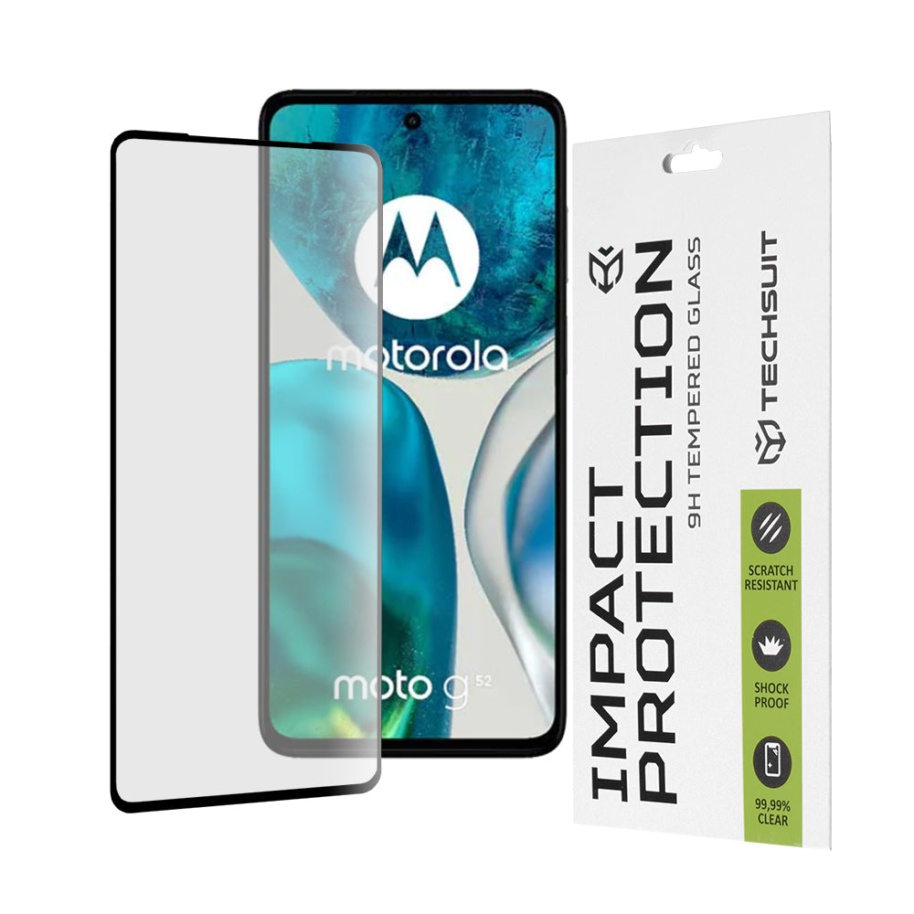Προστατευτική μεμβράνη οθόνης Techsuit για Motorola Moto G52 / G82, Ασφαλισμένο γυαλί, Full Glue, 111D, Μαύρο