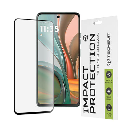 Προστατευτική μεμβράνη οθόνης Techsuit για Motorola Moto G75, ασφαλισμένο γυαλί, πλήρης κόλλα, 111D, μαύρο