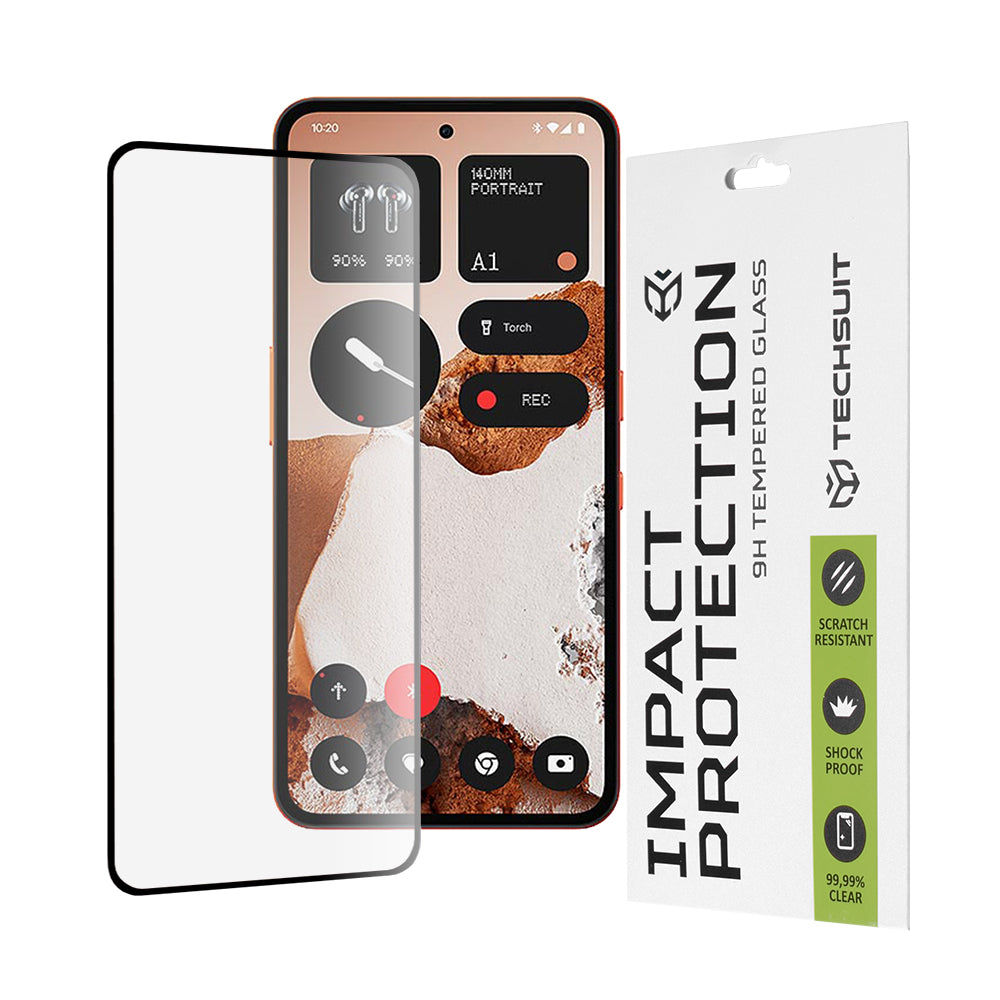 Προστατευτική μεμβράνη οθόνης Techsuit για Nothing CMF Phone 2 Pro, Ασφαλισμένο γυαλί, Full Glue, 111D, Μαύρο