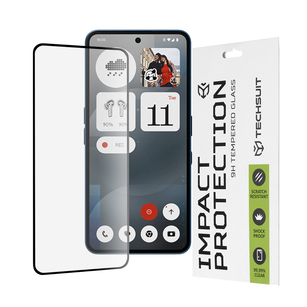 Techsuit Screen Protector for Nothing Phone (3a) / Phone (3a) Pro, Tempered Glass, Full Glue, 111D, Black