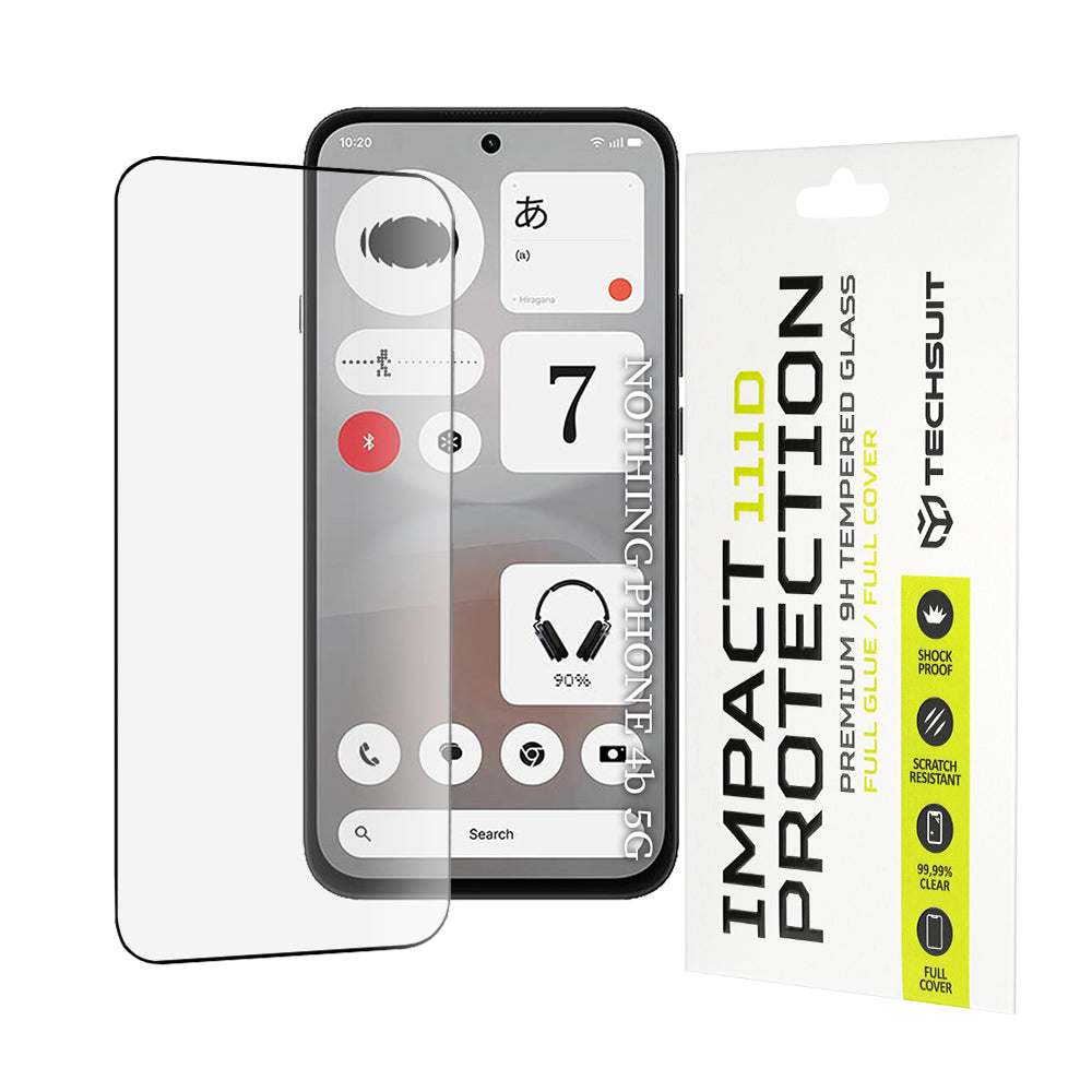 Προστατευτική μεμβράνη οθόνης Techsuit για Nothing Phone (4b), Ασφαλισμένο γυαλί, Full Glue, 111D, Μαύρο