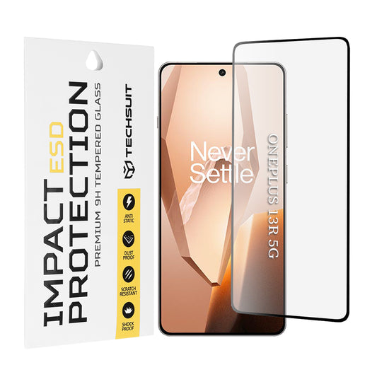 Techsuit Screen Protector Film for OnePlus 13R, Tempered Glass, Full Glue, Black