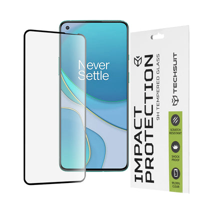 Προστατευτική μεμβράνη οθόνης Techsuit για OnePlus 8T, ασφαλισμένο γυαλί, πλήρης κόλλα, 111D, μαύρο