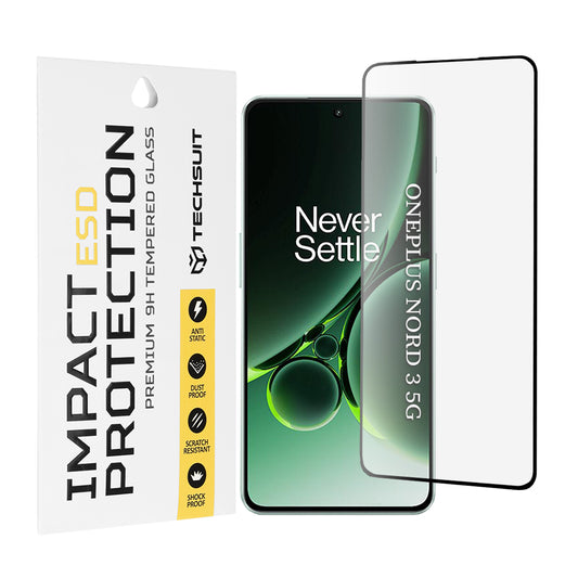 Techsuit Screen Protector Film for OnePlus Nord 3, Tempered Glass, Full Glue, Black