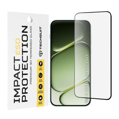 Techsuit Screen Protector Film for OnePlus Nord 6, Tempered Glass, Full Glue, Black
