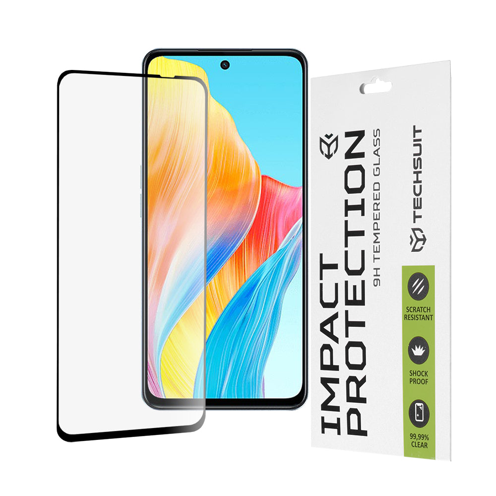 Techsuit Screen Protector Film for OnePlus Nord N30 SE / Oppo A79 / A98 / A58 4G, Tempered Glass, Full Glue, 111D, Black