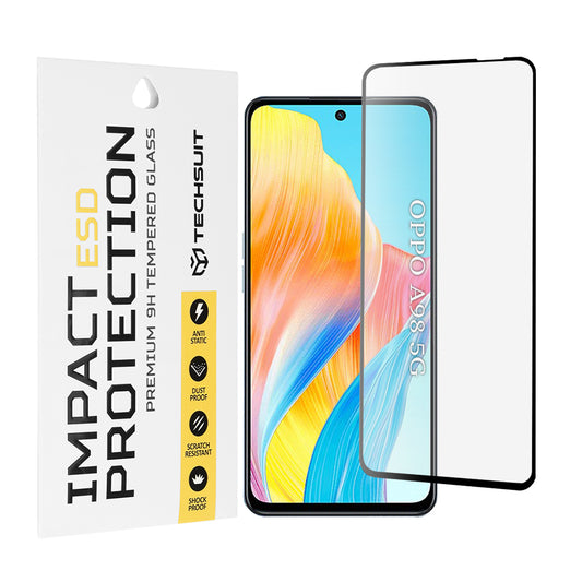 Προστατευτική μεμβράνη οθόνης Techsuit για OnePlus Nord N30 SE / Oppo A79 / A98 / A58 4G, Ασφαλισμένο γυαλί, Πλήρης κόλλα, Μαύρο