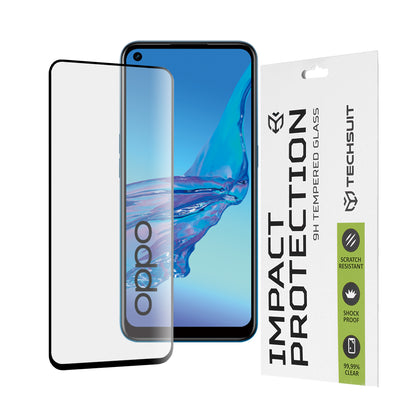 Προστατευτική μεμβράνη οθόνης Techsuit για Oppo A53s / A53 4G, Ασφαλισμένο γυαλί, Full Glue, 111D, Μαύρο