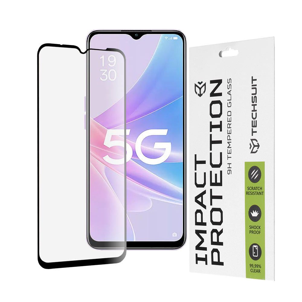 Προστατευτική μεμβράνη οθόνης Techsuit για Oppo A58 5G / A78 5G, Ασφαλισμένο γυαλί, Full Glue, 111D, Μαύρο