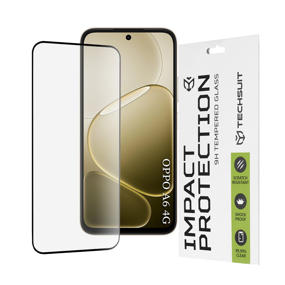 Προστατευτική Μεμβράνη Οθόνης Techsuit για Oppo A6 4G, Ενισχυμένο Γυαλί, Full Glue, 111D, Μαύρη