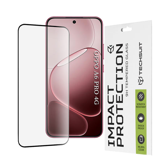 Προστατευτική Μεμβράνη Οθόνης Techsuit για Oppo A6 Pro 5G / A6 Pro 4G, Ενισχυμένο Γυαλί, Full Glue, 111D, Μαύρη