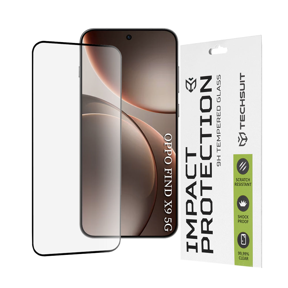Προστατευτική Μεμβράνη Οθόνης Techsuit για Oppo Find X9, Ενισχυμένο Γυαλί, Full Glue, 111D, Μαύρη