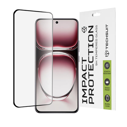 Techsuit Screen Protector Film for Oppo Reno12 Pro, Tempered Glass, Full Glue, 111D, Black