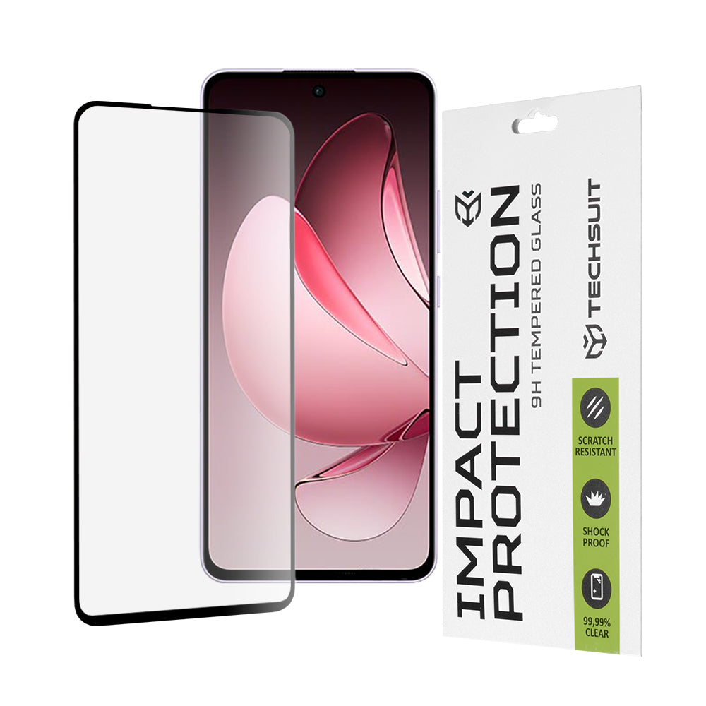 Προστατευτική μεμβράνη οθόνης Techsuit για Oppo Reno13 FS 5G / Reno13 F 4G / Reno13 F, Ασφαλισμένο γυαλί, Full Glue, 111D, Μαύρο