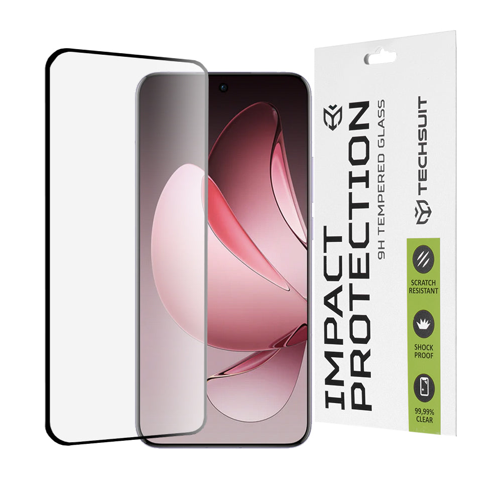 Techsuit Screen Protector Film for Oppo Reno13 Pro, Tempered Glass, Full Glue, 111D, Black