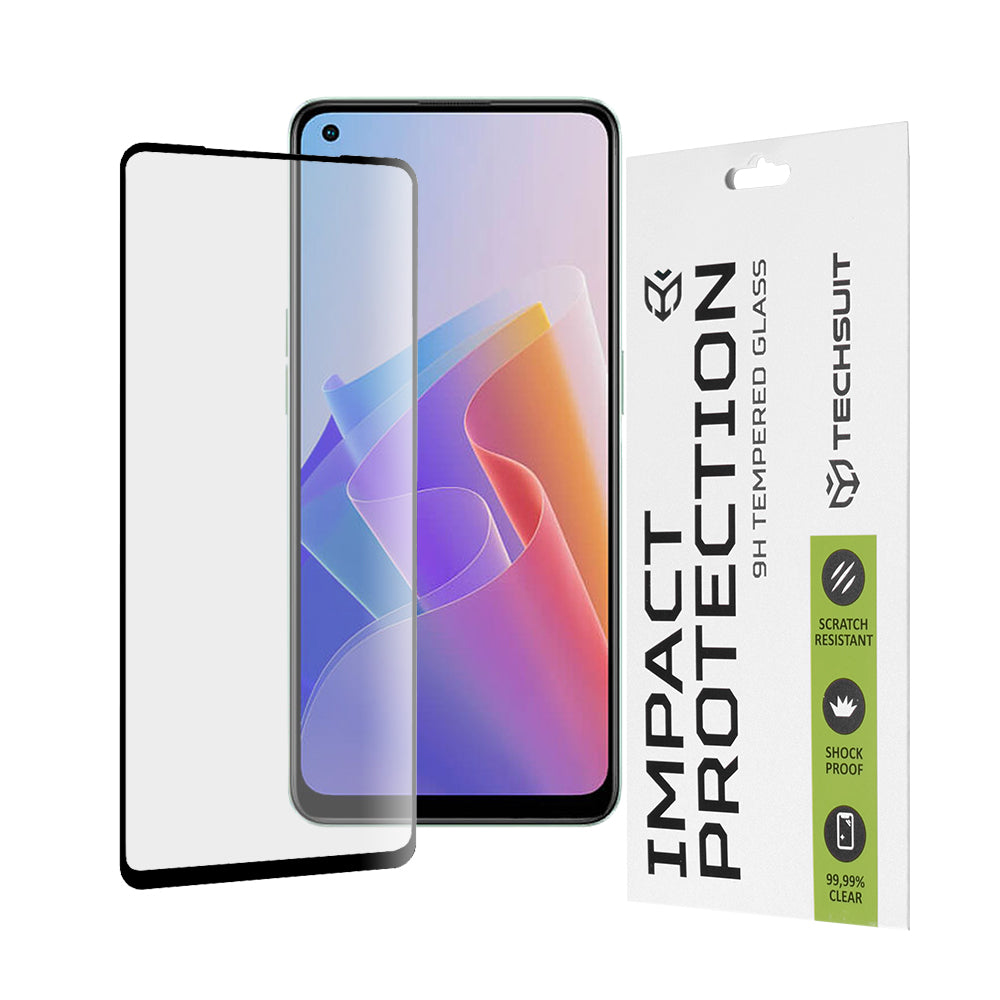 Techsuit Screen Protector Film for Oppo Reno8 Lite / Reno7 / Reno7 Lite / Oneplus Nord N20 5G, Tempered Glass, Full Glue, 111D, Black