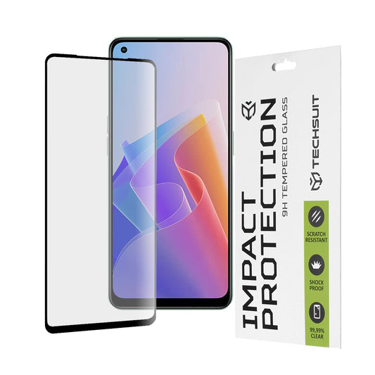 Προστατευτική μεμβράνη οθόνης Techsuit για Oppo Reno8 Lite / Reno7 / Reno7 Lite / Oneplus Nord N20 5G, Ασφαλισμένο γυαλί, Full Glue, 111D, Μαύρο