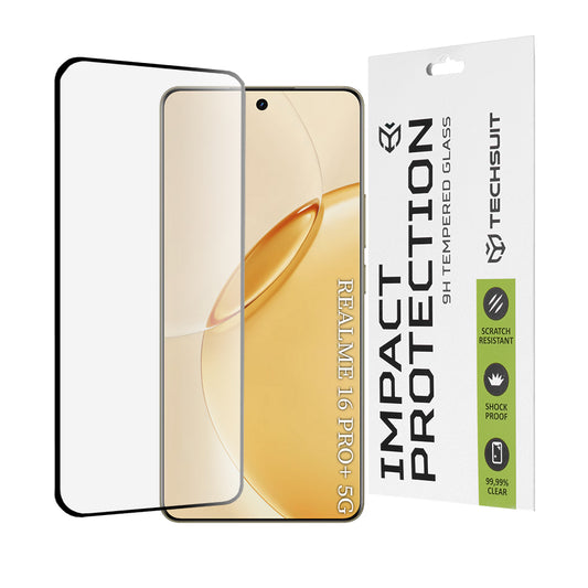 Προστατευτική Μεμβράνη Οθόνης Techsuit για Realme 16 Pro+, Ενισχυμένο Γυαλί, Full Glue, 111D, Μαύρη