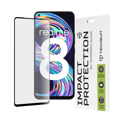 Προστατευτική μεμβράνη οθόνης Techsuit για Realme 8 Pro / 8, Ασφαλισμένο γυαλί, Full Glue, 111D, Μαύρο