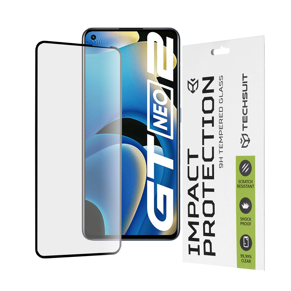 Προστατευτική μεμβράνη οθόνης Techsuit για Realme GT Neo 3T / GT2 / GT Neo2, Ασφαλισμένο γυαλί, Full Glue, 111D, Μαύρο