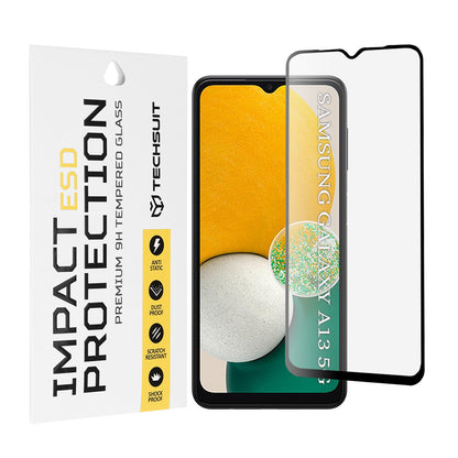 Προστατευτική μεμβράνη οθόνης Techsuit για Samsung Galaxy A04 A045 / A04s A047 / A13 5G A136, Ασφαλισμένο γυαλί, Πλήρης κόλλα, Μαύρο