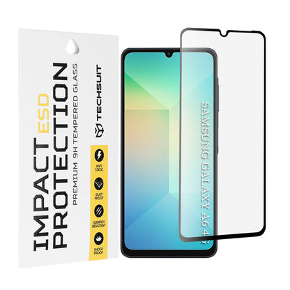 Προστατευτική μεμβράνη οθόνης Techsuit για Samsung Galaxy A06 A065, Ασφαλισμένο γυαλί, Πλήρης κόλλα, Μαύρο
