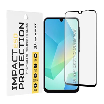 Προστατευτική μεμβράνη οθόνης Techsuit για Samsung Galaxy A17 4G / A17 5G / A16 5G A166 / A16 4G A165, Ασφαλισμένο γυαλί, Πλήρης κόλλα, Μαύρο