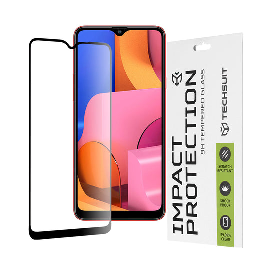 Προστατευτική μεμβράνη οθόνης Techsuit για Samsung Galaxy A20s A207, ασφαλισμένο γυαλί, πλήρης κόλλα, 111D, μαύρο