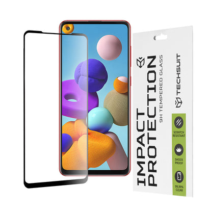 Προστατευτική μεμβράνη οθόνης Techsuit για Samsung Galaxy A21s A217 / A21 A215, Ασφαλισμένο γυαλί, Full Glue, 111D, Μαύρο