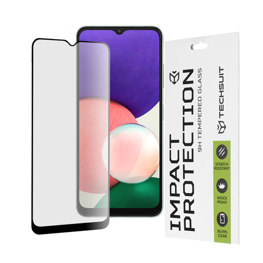 Προστατευτική μεμβράνη οθόνης Techsuit για Samsung Galaxy A22 5G A226, Ασφαλισμένο γυαλί, Full Glue, 111D, Μαύρο