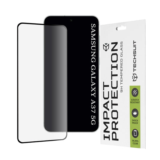 Προστατευτική Μεμβράνη Οθόνης Techsuit για Samsung Galaxy A37 5G, Ενισχυμένο Γυαλί, Full Glue, 111D, Μαύρη