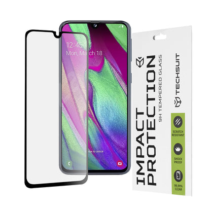 Προστατευτική μεμβράνη οθόνης Techsuit για Samsung Galaxy A40 A405, Ασφαλισμένο γυαλί, Full Glue, 111D, Μαύρο