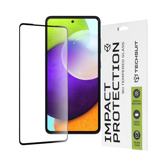 Προστατευτική μεμβράνη οθόνης Techsuit για Samsung Galaxy A52s 5G A528 / A52 5G A526 / A52 A525, Ασφαλισμένο γυαλί, Full Glue, 111D, Μαύρο