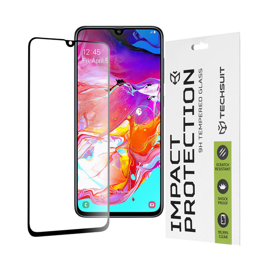 Προστατευτική μεμβράνη οθόνης Techsuit για Samsung Galaxy A70s A707 / A90 5G A908 / A70 A705, Ασφαλισμένο γυαλί, Full Glue, 111D, Μαύρο